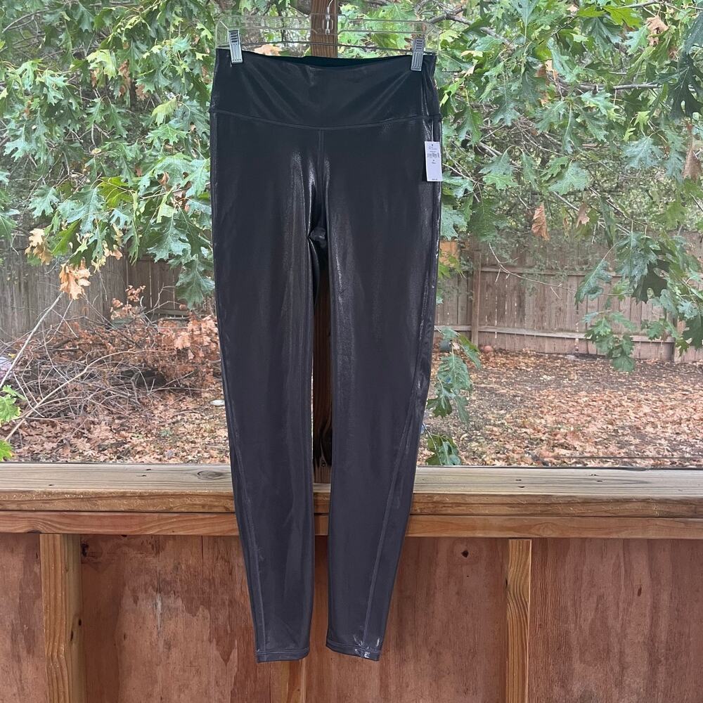 Gap Women's GapFit Sky High Rise Power Shine Leggings Gunmetal Size M. NEW!